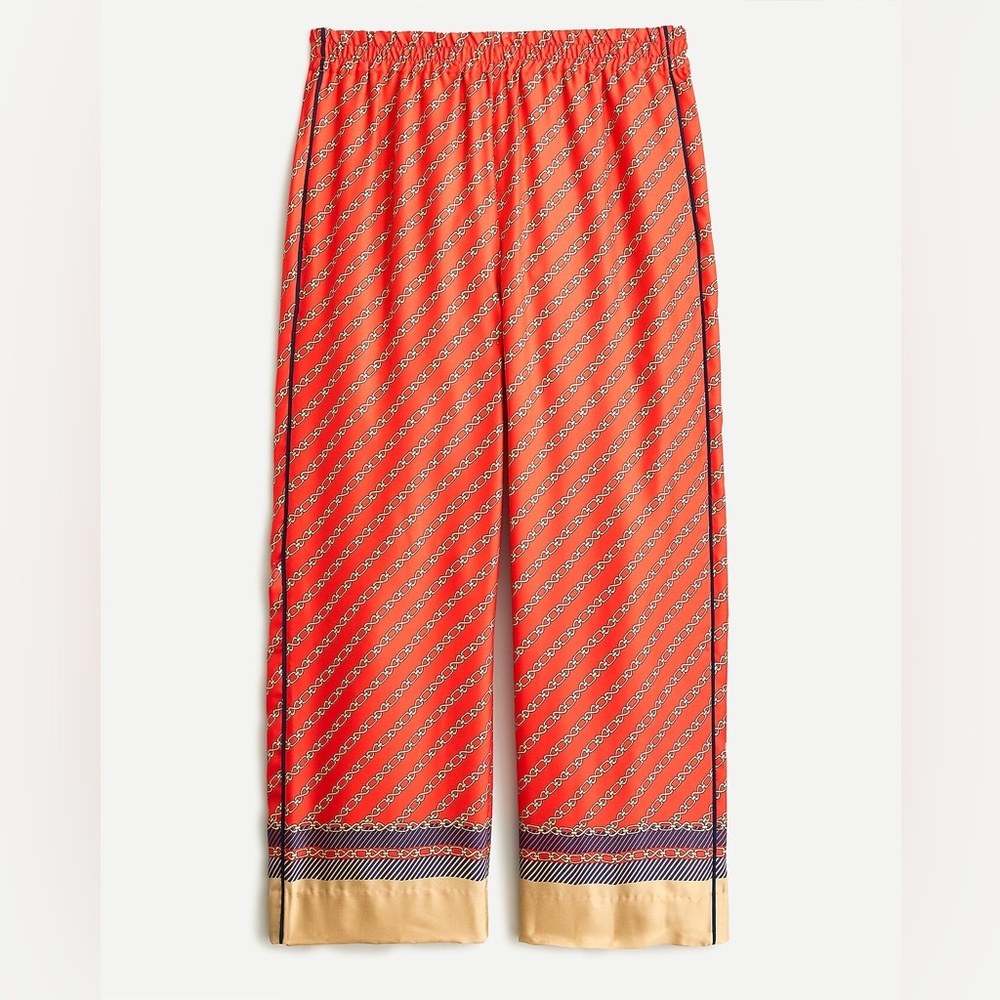 J CREW pull-on silk pant in red chains print Size 12 - Picture 2 of 11